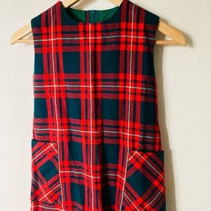 Vintage I Magnin Girls Dress / Red and Green Plaid Tartan Christmas Girls Jumper